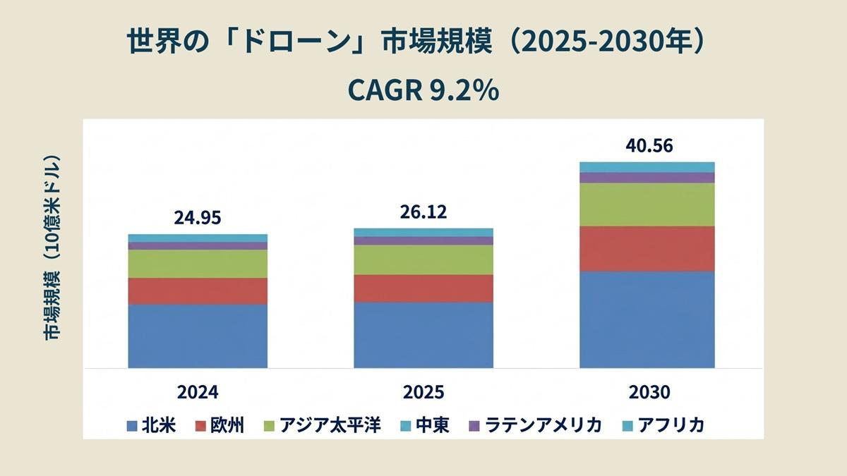 ドローン市場、2030年に6兆円規模に拡大へ