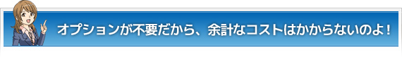 オプションが不要だから、余計なコストはかからないのよ！